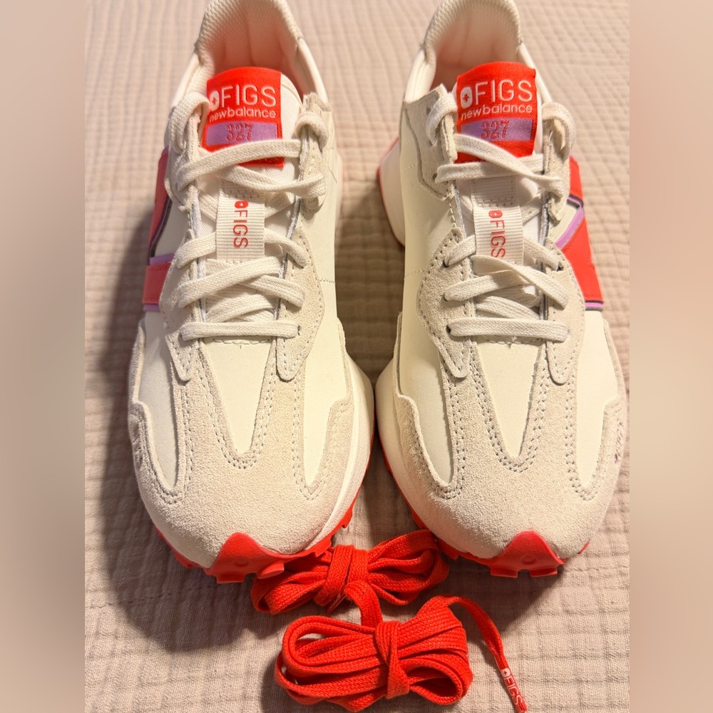 Figs New Balance 327 Cream/Fireside sneaker. New, never worn. Size 9 women’s.